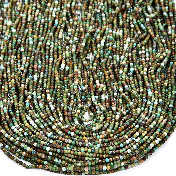 2mm Natural Turquoise Gemstone Micro Faceted Round Loose Beads 15.5 Inch Full Strand (80018811-p47)