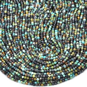 2mm Natural Turquoise Gemstone Micro Faceted Round Loose Beads 15.5 Inch Full Strand (80018812-p47)