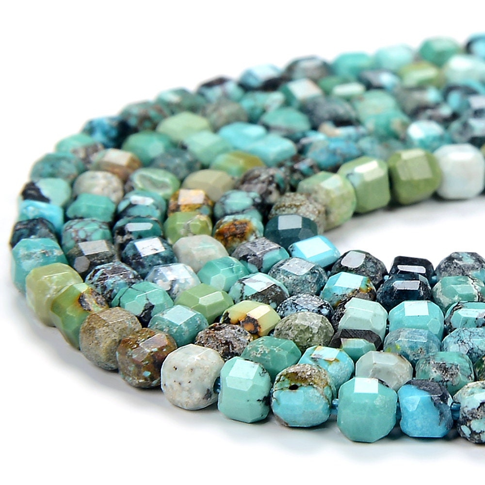 2mm Natural Turquoise Gemstone Micro Faceted Diamond Cut Cube Loose Beads 15.5 Inch Full Strand (80017905-p83)
