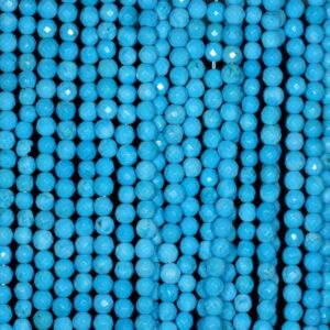 2mm Queen Turquoise Gemstone, Blue, Faceted Round 2mm Loose Beads 16 Inch Full Strand (90181769-170-e)