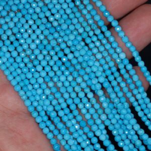 2mm Queen Turquoise Gemstone, Blue, Faceted Round 2mm Loose Beads 16 Inch Full Strand Lot 1,2,6,12 And 50 (90181769-170-e)