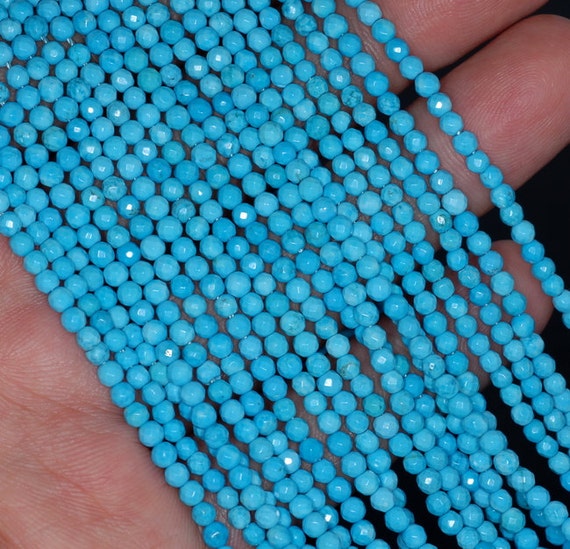 2mm Queen Turquoise Gemstone, Blue, Faceted Round 2mm Loose Beads 16 Inch Full Strand Lot 1,2,6,12 And 50 (90181769-170-e) 2mm Queen Turquoise Gemstone, Blue, Faceted Round 2mm Loose Beads 16 Inch Full Strand Lot 1,2,6,12 And 50 (90181769-170-e)