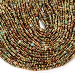 2x1mm Natural Green Brown Turquoise Gemstone Grade A Bicone Faceted Rondelle Saucer Beads 15 Inch Full Strand Bulk Lot (80009463-p34)
