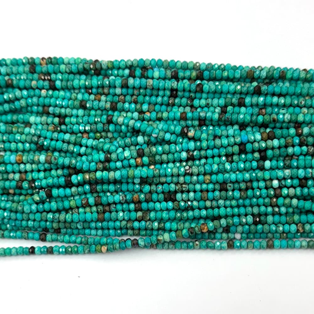 2x3mm Faceted Green Turquoise Rondelle Button Beads 15" Strand S2