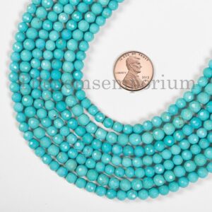 3.5-4.5 mm Turquoise Faceted Round Beads, Turquoise Briolette Ball Shape Beads, Turquoise Beads, Faceted Round Beads, Turquoise Gemstone
