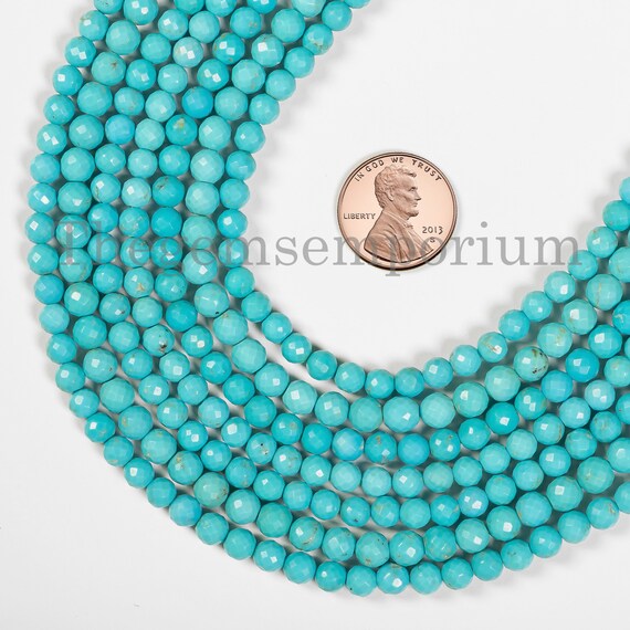 3.5-4.5 Mm Turquoise Faceted Round Beads, Turquoise Briolette Ball Shape Beads, Turquoise Beads, Faceted Round Beads, Turquoise Gemstone