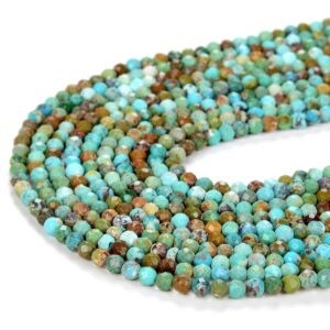 3mm Natural Turquoise Gemstone Grade Aaa Micro Faceted Round Loose Beads 15 Inch Full Strand (80016685-p13)