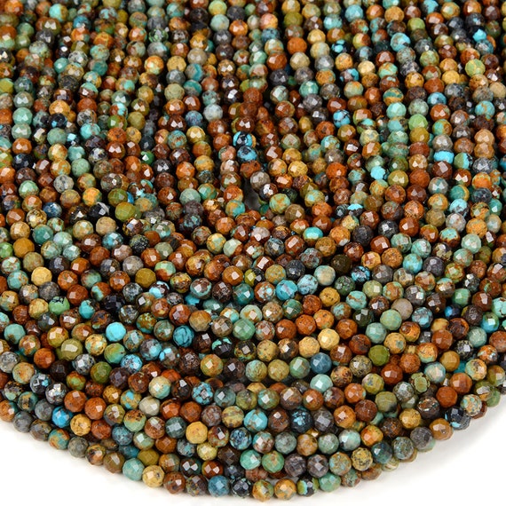 4mm Natural Turquoise Gemstone Grade Aa Micro Faceted Round Beads 15 Inch Full Strand Bulk Lot 1,2,6,12 And 50 (80016236-p51)