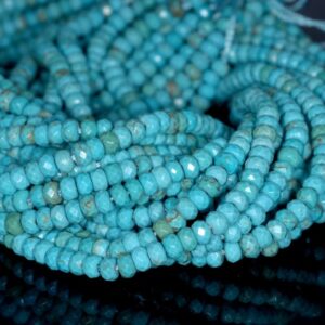 4x3mm Turquoise Gemstone Blue Faceted Rondelle Loose Beads 14.5 Inch Full Strand (80001707-119)