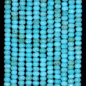 4x3mm Turquoise Gemstone Blue Faceted Rondelle Loose Beads 14.5 Inch Full Strand (80001707-119)