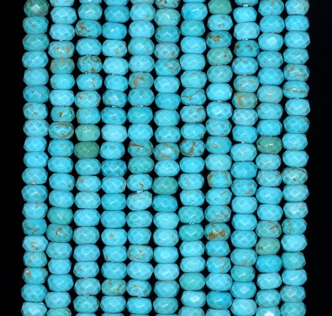 4x3mm Turquoise Gemstone Blue Faceted Rondelle Loose Beads 14.5 Inch Full Strand (80001707-119)