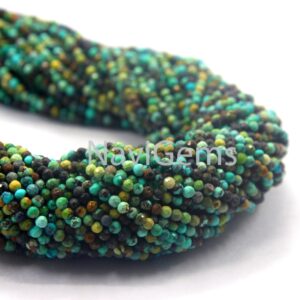 Arizona Turquoise Rondelle Beads: Faceted Gemstone Jewelry (2mm, 12.5" Long)