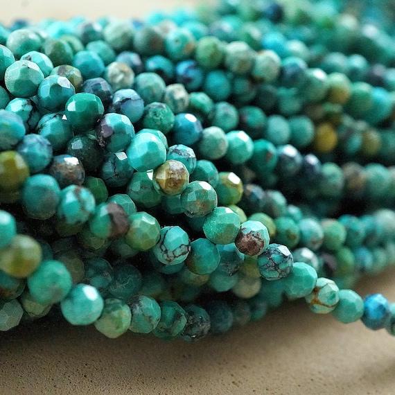 Turquoise Beads (round)(micro)(faceted)(medium Grade)(2mm)(2.5mm)(15"strand)