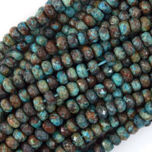 Faceted Brown Blue Turquoise Rondelle Button Beads 15" Strand 6mm 8mm 10mm