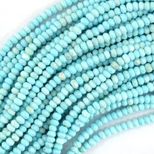 Faceted Cream Blue Turquoise Rondelle Button Beads 15.5" Strand 3mm 4mm