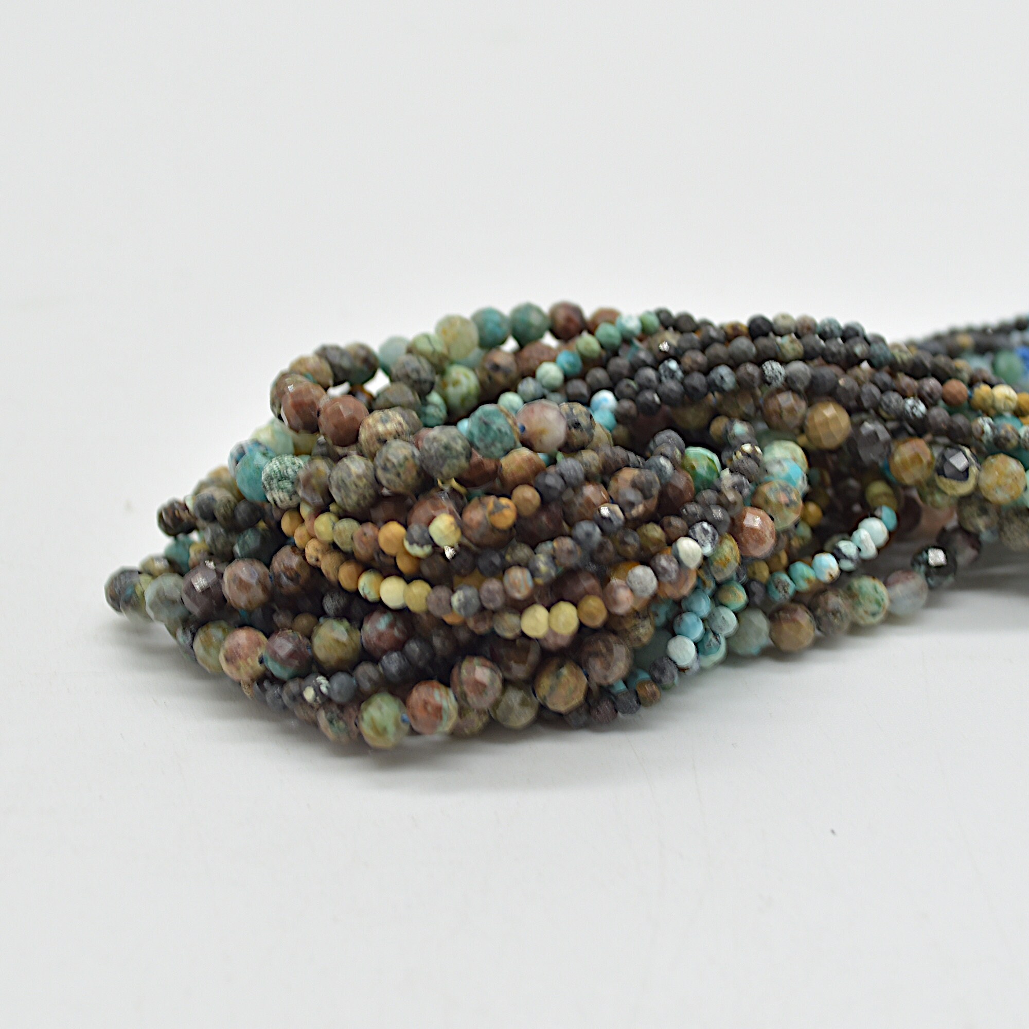 Hubei Turquoise Faceted Round Beads | 2mm 4mm | 15" Strand | Natural Gemstone Beads For Jewellery Making