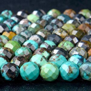 Natural Turquoise Gemstone Grade A Micro Faceted Round 4mm 5mm 6mm Loose Beads (p67)
