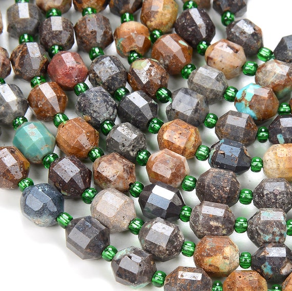 Natural Turquoise Gemstone Grade A Faceted Prism Double Point Cut 6mm 7mm 8mm Loose Beads Bulk Lot 1,2,6,12 And 50 (d214)
