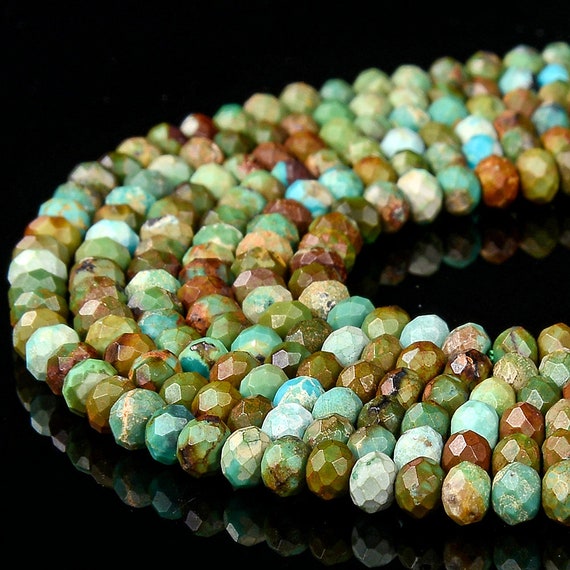 Natural Turquoise Gemstone Grade Aa Micro Faceted Rondelle 4x3mm Loose Beads Bulk Lot 1,2,6,12 And 50 (p89)