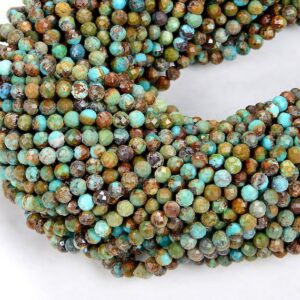 Natural Turquoise Gemstone Grade Aa Micro Faceted Round 2mm 3mm Loose Beads Bulk Lot 1,2,6,12 And 50 (p8)