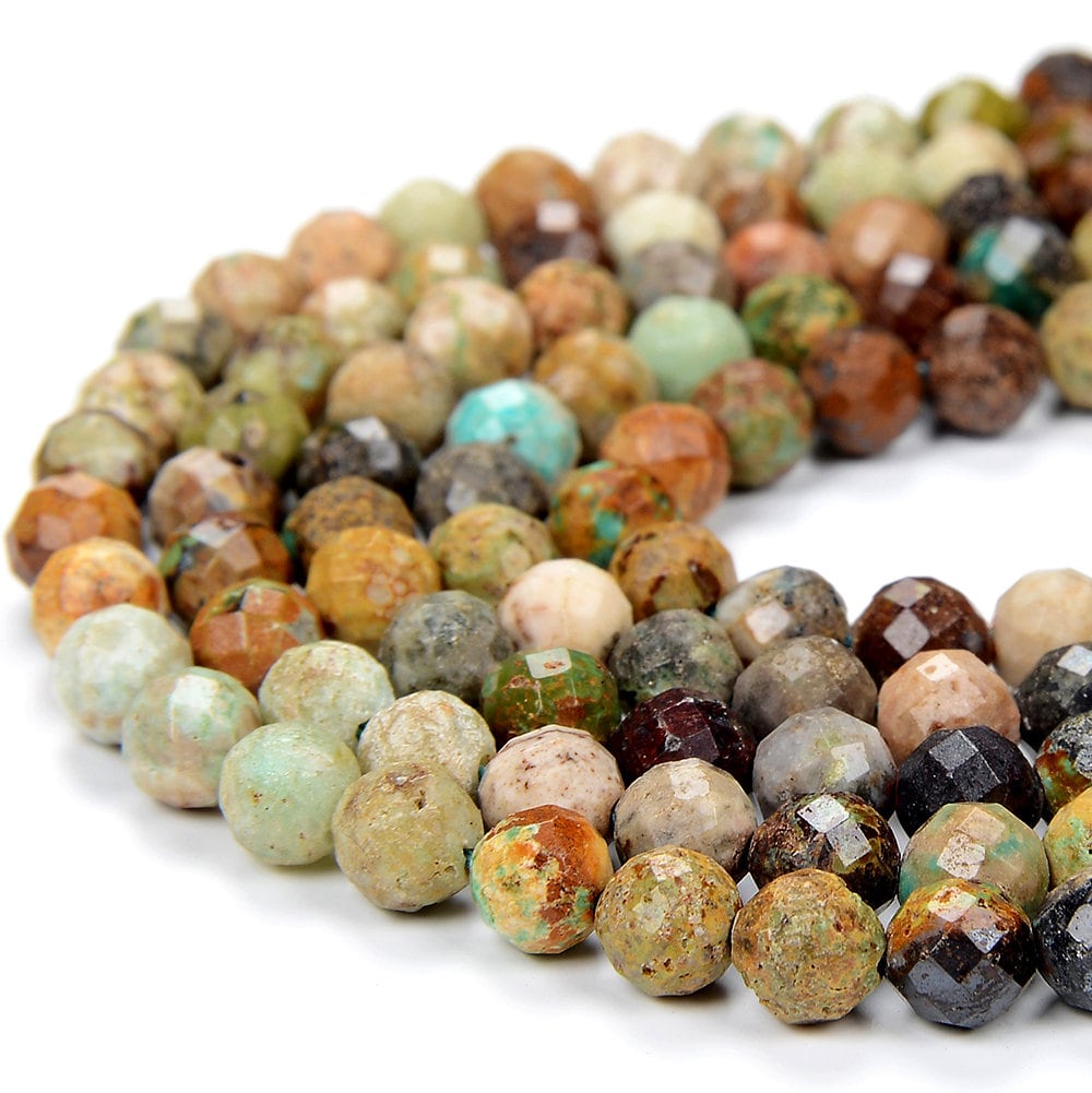 Natural Turquoise Gemstone Grade A Micro Faceted Round 4mm 5mm Loose Beads 15 Inch Full Strand (p67)