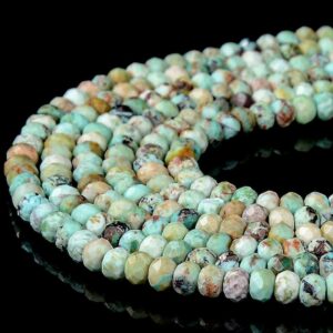 Natural Peruvian Turquoise Gemstone Grade A Micro Faceted Rondelle 4x3mm Loose Beads Bulk Lot 1,2,6,12 And 50 (p89)