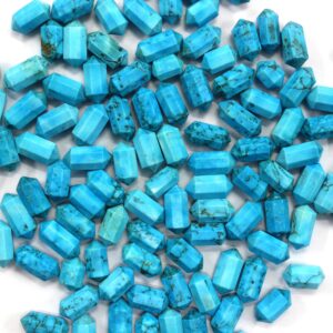 Faceted Turquoise Pencil Beads: Double Terminated Gemstone, 5x10 Mm (5 Pieces)