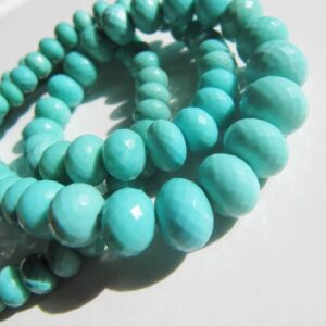 Sleeping beauty turquoise rondelles • 6-9mm large big • AAA micro faceted • Natural genuine Arizona USA American • Green blue Sleeping beauty turquoise rondelles • 6-9mm large big • AAA micro faceted • Natural genuine Arizona USA American • Green blue