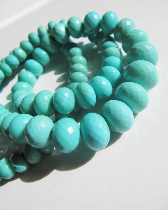 Sleeping Beauty Turquoise Rondelles • 6-9mm Large Big • aaa Micro Faceted • Natural Genuine Arizona Usa American • Green Blue