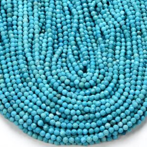 Treated Turquoise Gemstone Grade Aaa Faceted Round 3mm 4mm Loose Beads 15 Inch Full Strand Bulk Lot 1,2,6,12 And 50 (p53)