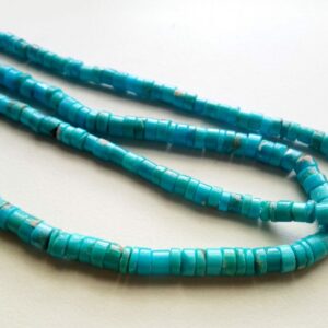 4-5.5mm Arizona Turquoise Plain Tyre Beads, Natural Arizona Turquoise Spacer Beads, Original For Turquoise Necklace (6.5in To 13in Options) 4-5.5mm Arizona Turquoise Plain Tyre Beads, Natural Arizona Turquoise Spacer Beads, Original For Turquoise Necklace (6.5in To 13in Options)