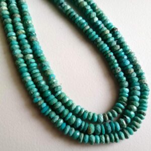 4-4.5mm Arizona Turquoise Faceted Rondelle Beads, Natural Arizona Turquoise Beads, Original Turquoise For Necklace (6.5in To 13in Options) 4-4.5mm Arizona Turquoise Faceted Rondelle Beads, Natural Arizona Turquoise Beads, Original Turquoise For Necklace (6.5in To 13in Options)