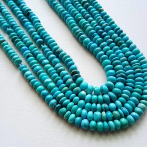 4.5mm Turquoise Plain Rondelles, Natural Turquoise Plain Rondelle Beads, Turquoise For Necklace (7in To 14in Options) - Pdg182 4.5mm Turquoise Plain Rondelles, Natural Turquoise Plain Rondelle Beads, Turquoise For Necklace (7in To 14in Options) - Pdg182