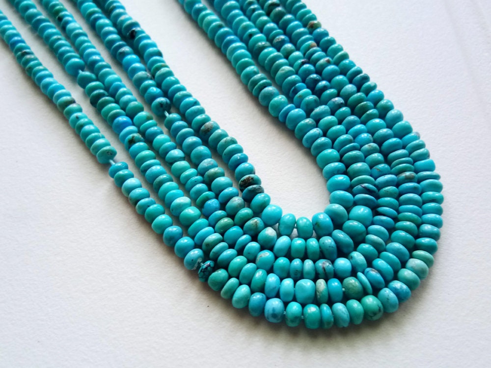 4.5mm Turquoise Plain Rondelles, Natural Turquoise Plain Rondelle Beads, Turquoise For Necklace (7in To 14in Options) - Pdg182 4.5mm Turquoise Plain Rondelles, Natural Turquoise Plain Rondelle Beads, Turquoise For Necklace (7in To 14in Options) - Pdg182