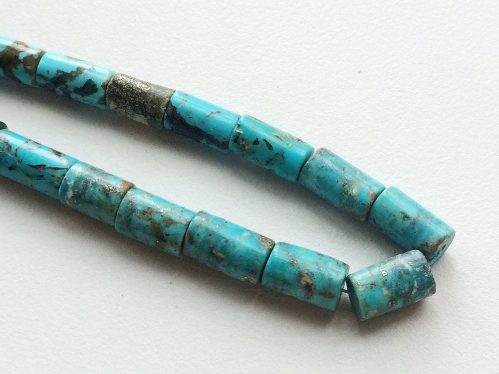 9x6mm To 13x8mm Turquoise Tubes, Natural Turquoise Beads, 8 Inches Turquoise For Necklace, Turquoise Tubes - Goda282