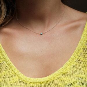 Turquoise Bead Necklace • Delicate Chain • Minimalist Jewelry • Gold Jewelry • Silver Jewelry • Stacking Necklace • Personalized Jewelry