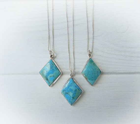 Genuine Turquoise Necklace Sterling Silver • Kingman Turquoise Stone • Natural Blue Turquoise • December Birthstone Jewelry • Affordable Genuine Turquoise Necklace Sterling Silver • Kingman Turquoise Stone • Natural Blue Turquoise • December Birthstone Jewelry • Affordable