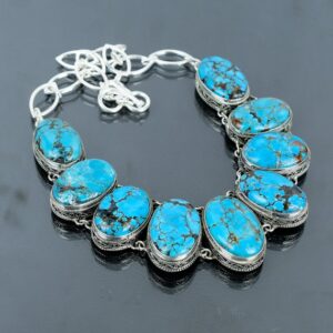 Handmade Tibetan Turquoise Sterling Silver Necklace: Vintage Gemstone Jewelry Handmade Tibetan Turquoise Sterling Silver Necklace: Vintage Gemstone Jewelry
