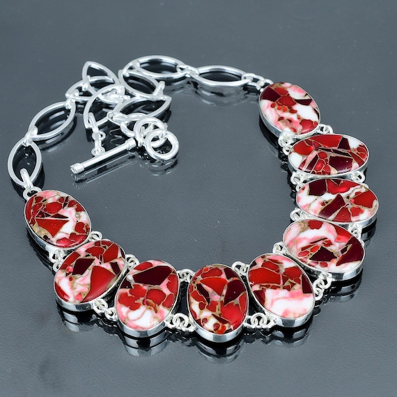 Kingman Turquoise Necklace: Sterling Silver Red Mohave Copper Gemstone