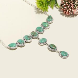 Rare Tibetan Turquoise Necklace: Sterling Silver Green Gemstone Jewelry