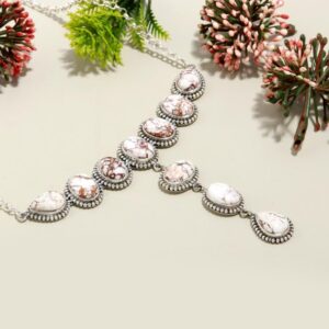 Sterling Silver Turquoise Necklace: White Gemstone Jewelry Sterling Silver Turquoise Necklace: White Gemstone Jewelry