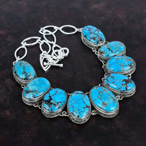 Tibetan Turquoise Necklace: Vintage 925 Sterling Silver, Adjustable Chain Tibetan Turquoise Necklace: Vintage 925 Sterling Silver, Adjustable Chain