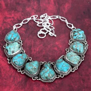 Turquoise Tumble Necklace , 925 Sterling Silver Real Turquoise Tumble Gemstone Handmade Jewelry, Adjustable Chain Necklace, Wedding Gifts. Turquoise Tumble Necklace , 925 Sterling Silver Real Turquoise Tumble Gemstone Handmade Jewelry, Adjustable Chain Necklace, Wedding Gifts.