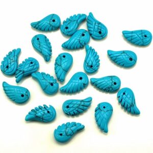 15x8mm Turquoise Gemstone Carved Angel Wing Beads Bulk Lot 2,6,12,24,48 (90187164-001)