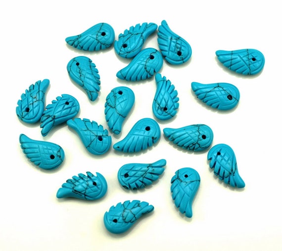15x8mm Turquoise Gemstone Carved Angel Wing Beads Bulk Lot 2,6,12,24,48 (90187164-001) 15x8mm Turquoise Gemstone Carved Angel Wing Beads Bulk Lot 2,6,12,24,48 (90187164-001)