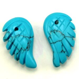 15x8mm Turquoise Gemstone Carved Angel Wing Beads Bulk Lot 2,6,12,24,48 (90187164-001)