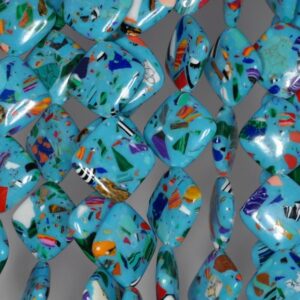 18mm Matrix Turquoise Gemstone Blue Mosaic Diamond Square 18mm Loose Beads 7 Inch Half Strand (90145264-212)