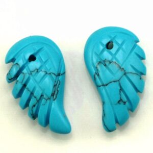 18x10mm Turquoise Gemstone Carved Angel Wing Beads Bulk Lot 2,6,12,24,48 (90187163-001)