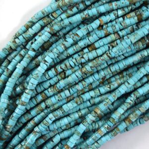 2-2.5x4mm Blue Turquoise Heishi Disc Beads 15" Strand Brown Matrix S2
