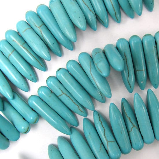 20mm Blue Turquoise Stick Needle Spike Beads 16" Strand 20mm Blue Turquoise Stick Needle Spike Beads 16" Strand